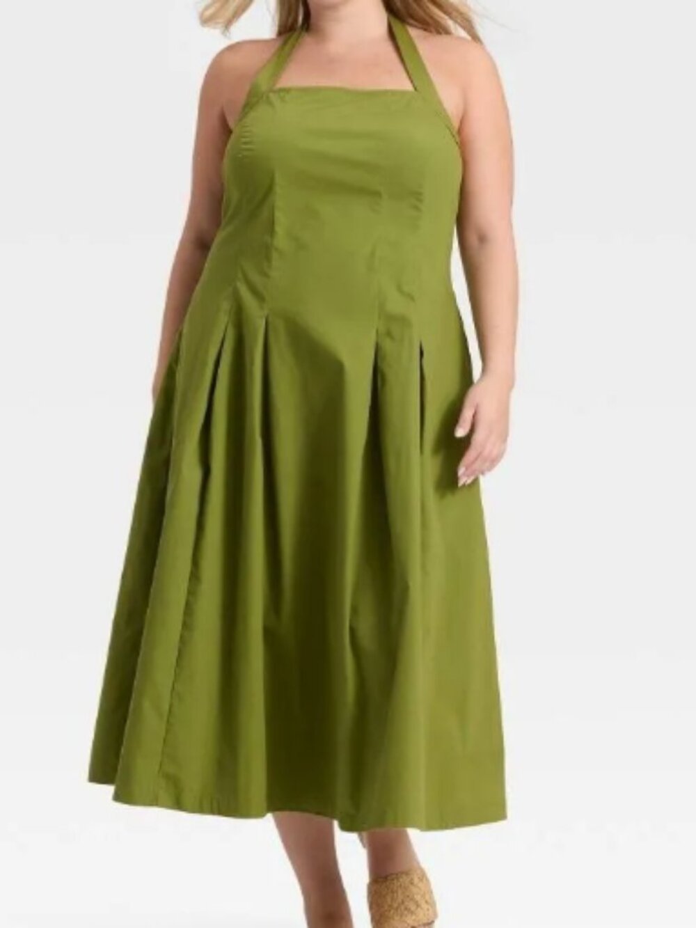 New without Tags - Women's Midi Halter Dress - A New Day Olive